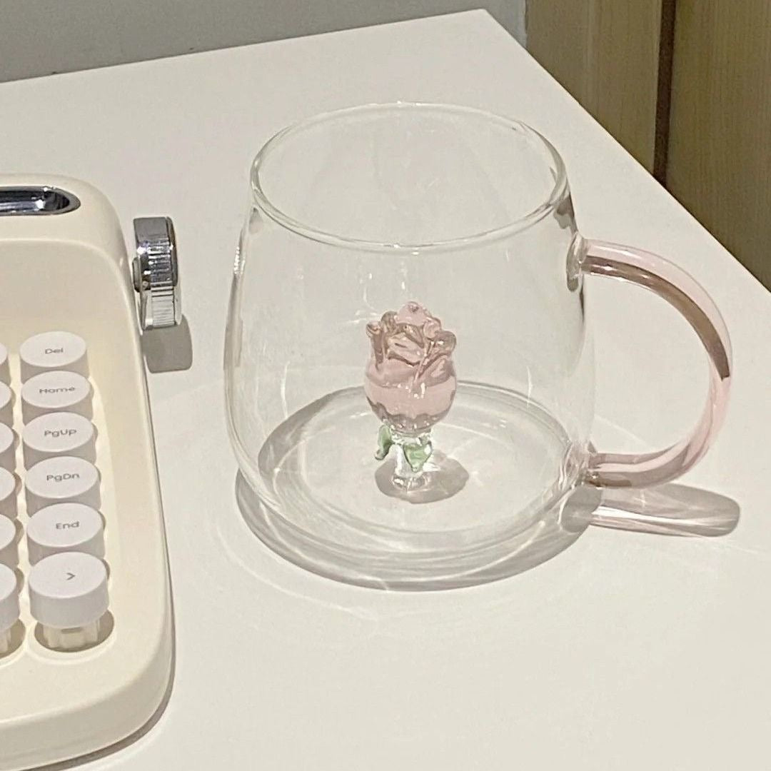Aesthetic 3D Crystal Rose Inside Mug