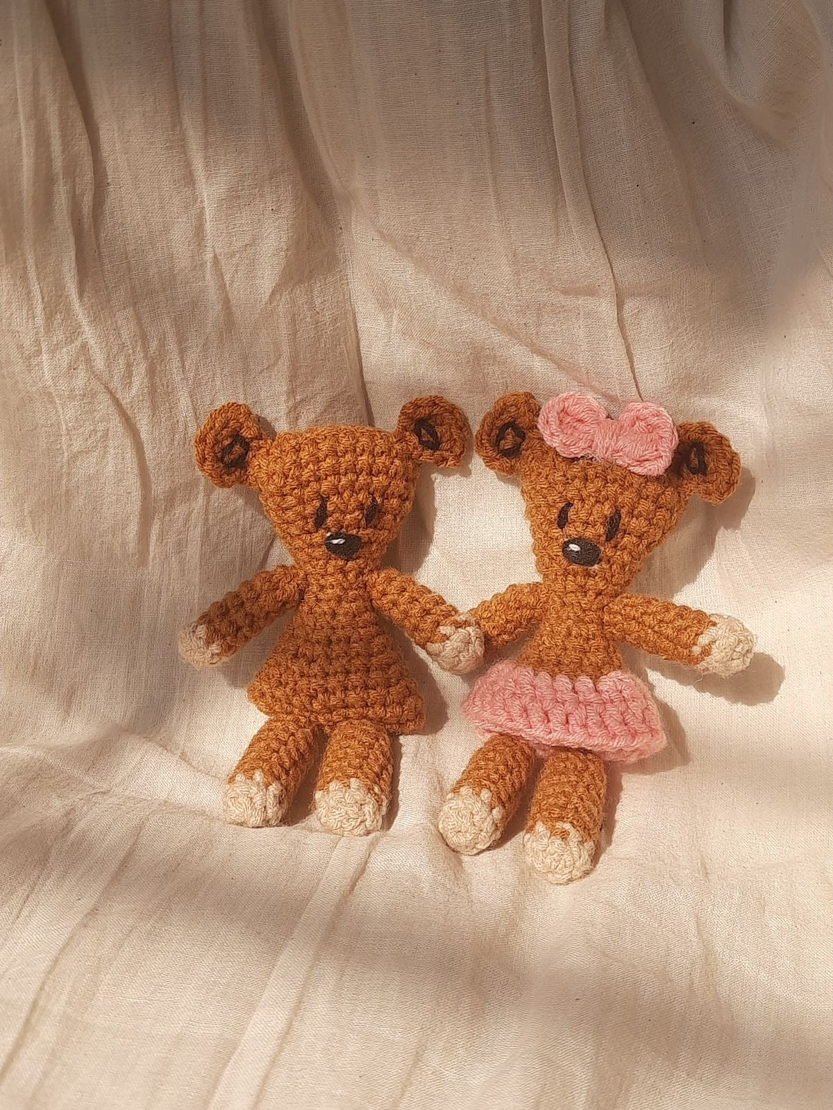 Mr. Bean Teddy & Lottie Combo Handmade Cute Crochet Teddy