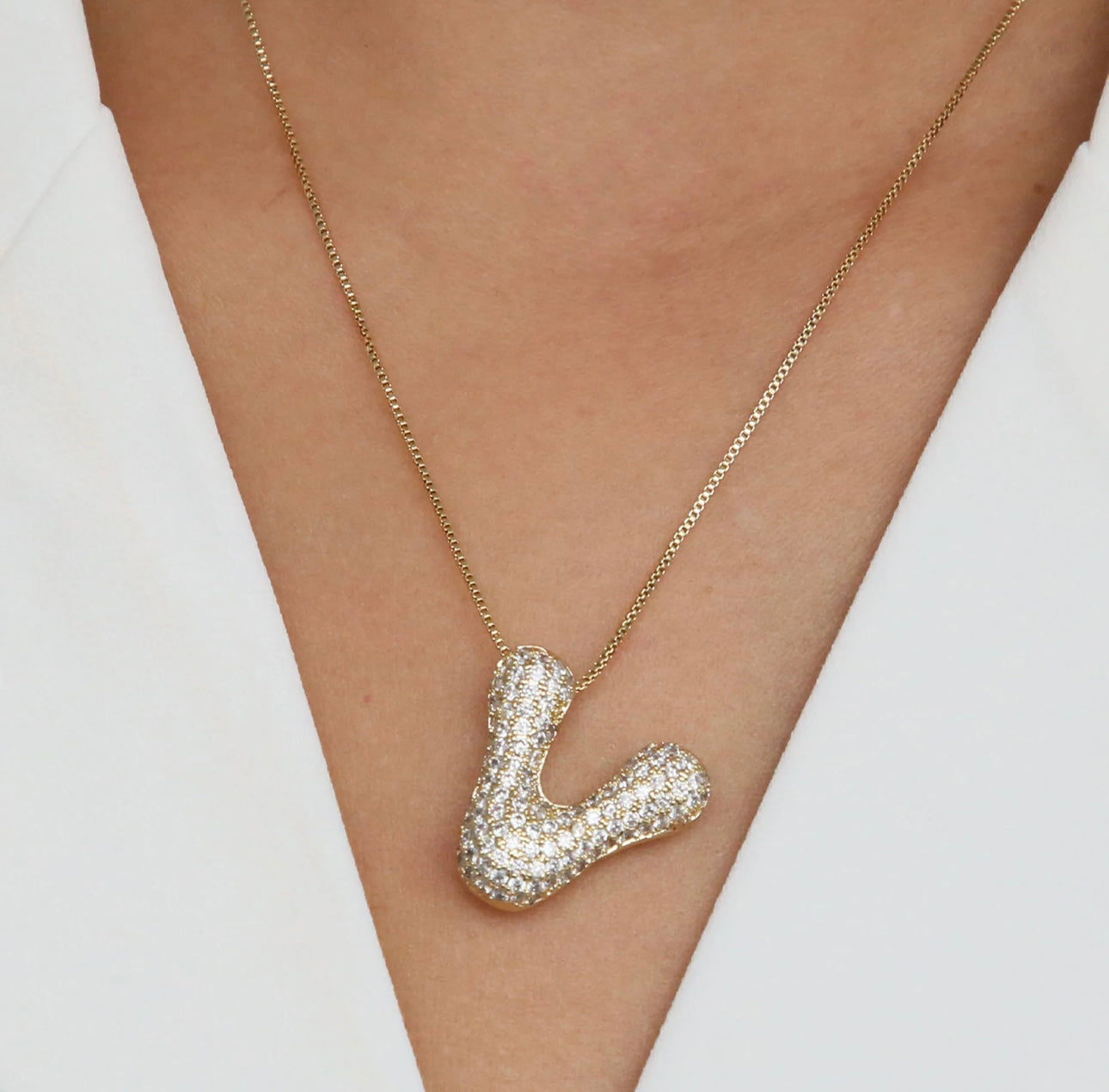 Zircon Chunky A-Z Letter Pendant