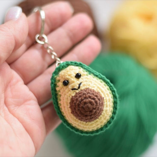 Cute Avocado Crochet Keychain