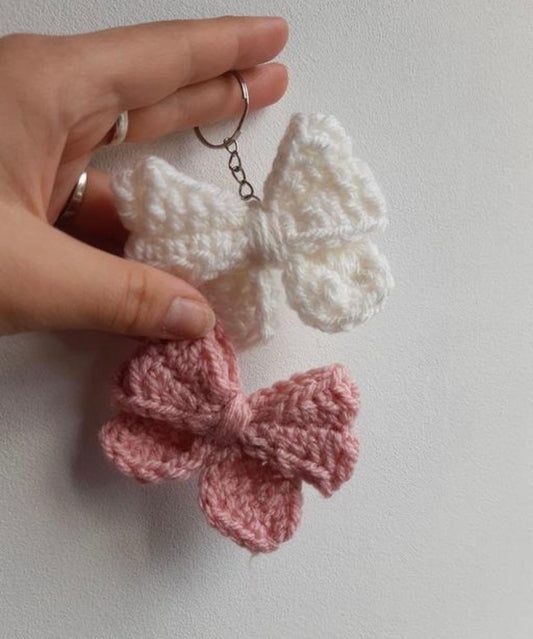 Cute Bow Crochet Keychain