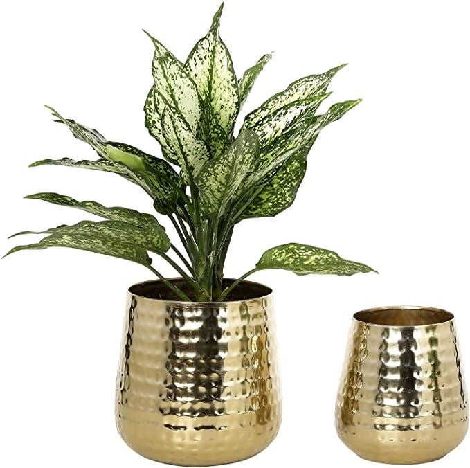 Decorative Hammered Gold Indoor Planter