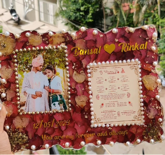 Varmala/Garland Preservation with Wedding Card in Customised Photo Frame