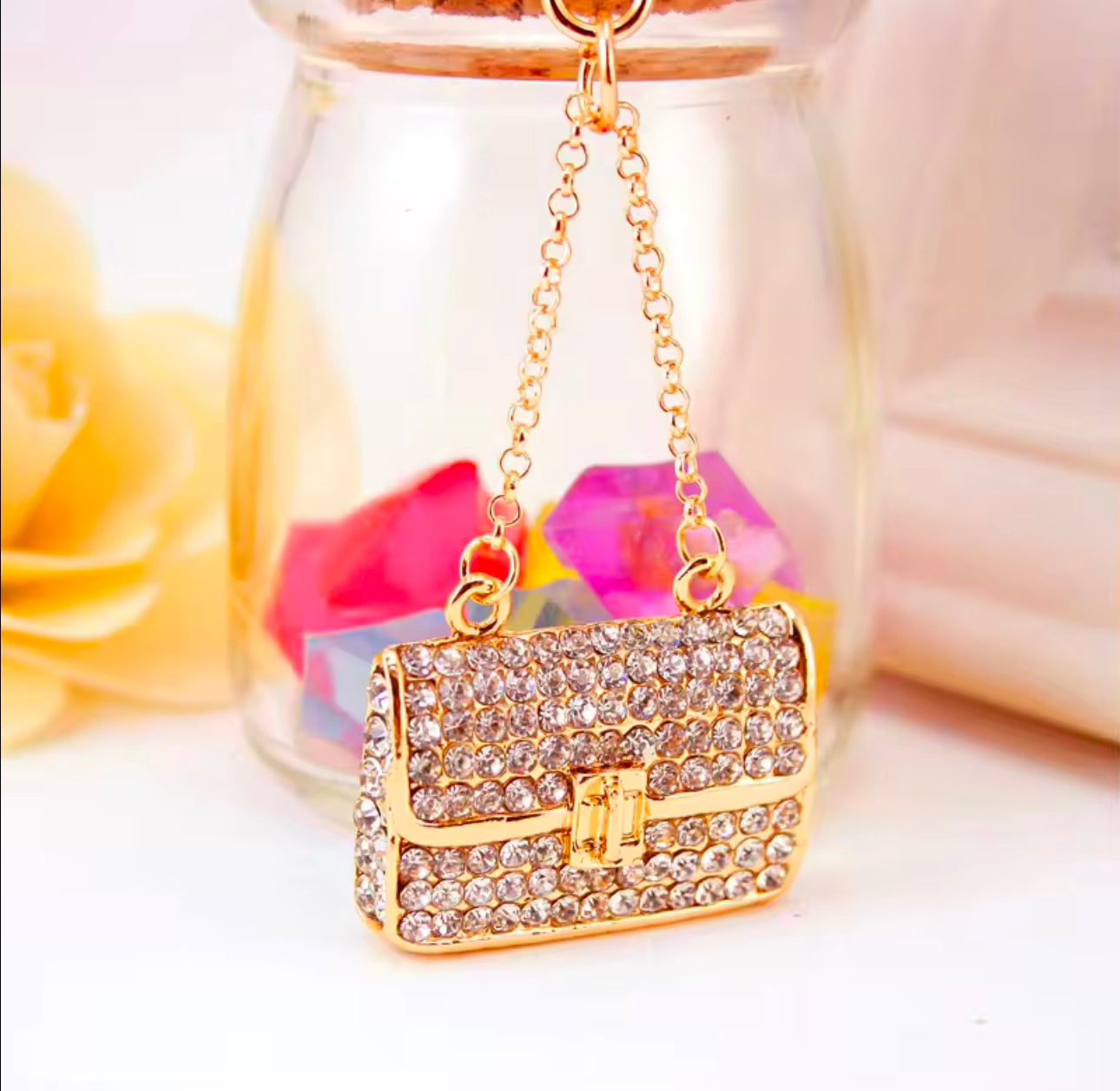 Miniature Luxury Handbag Rhinestones Keychain