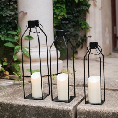 Aesthetic Black Metal Lanterns - Set of 3