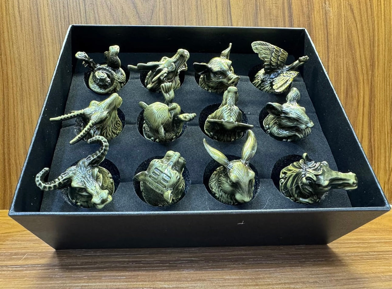 Premium Chinese Zodiac Animal Head Whiskey/Vodka/Tequila Shot Glasses (30 ml) - Set of 12