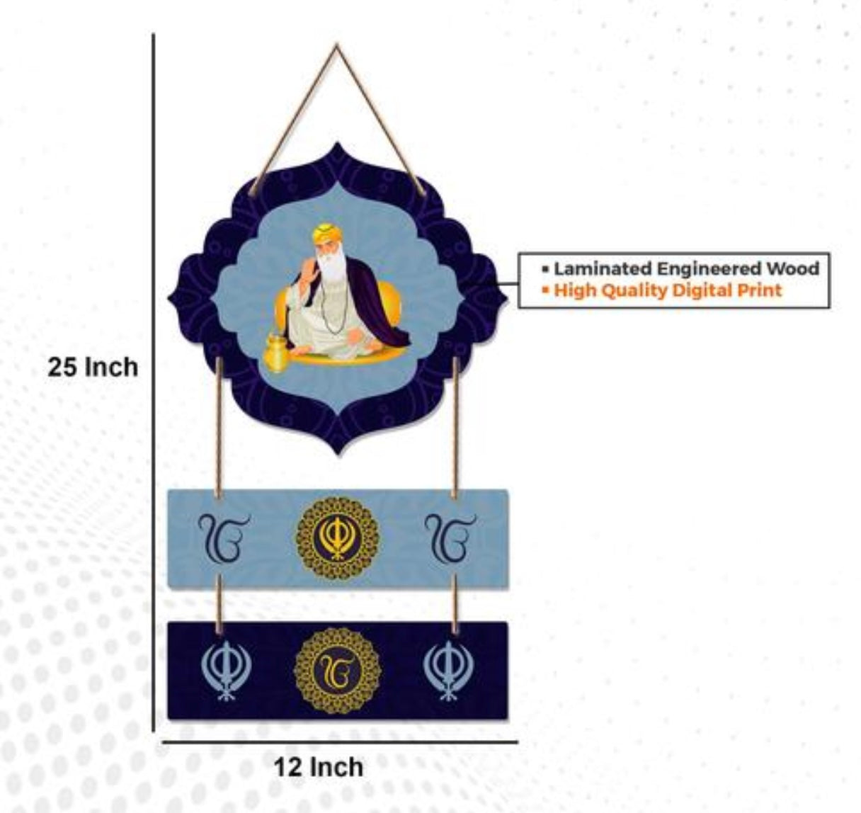 Sikh Religious Symbol Wooden Hanging