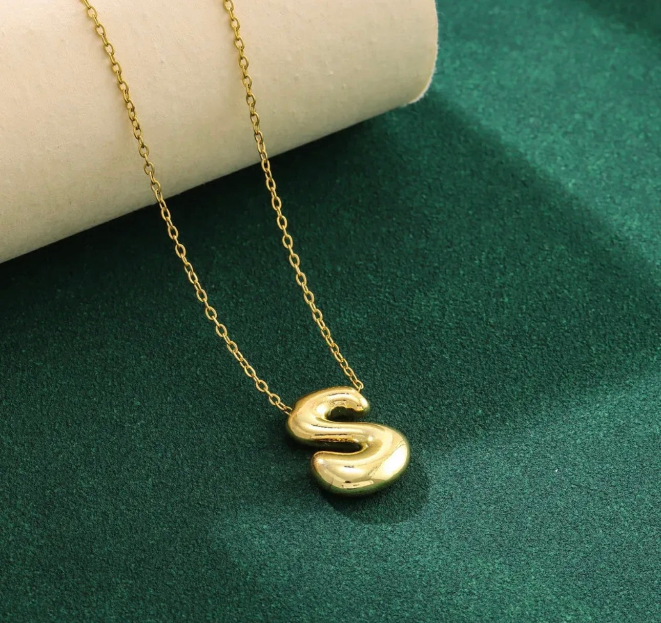 18k Gold Plated Balloon Letter Initial Alphabet Bubble Necklace