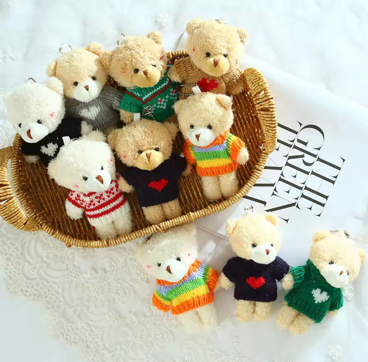 Premium Exclusive Cute Teddybear Keychain with Sweater Outfit / Teddybear Bag Charm