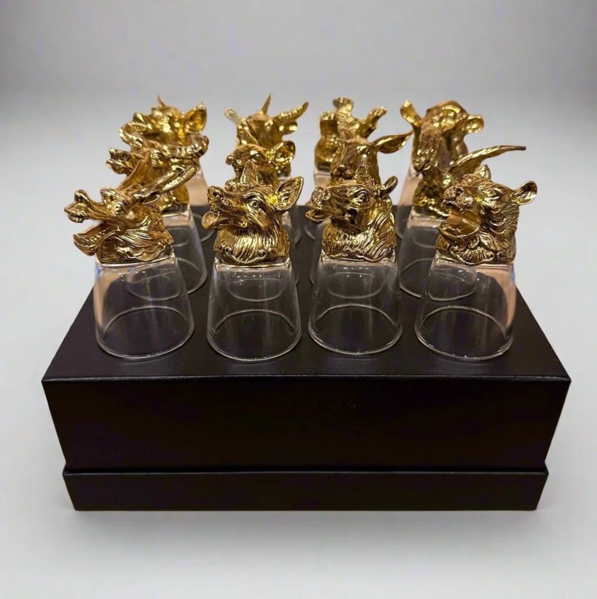 Premium Chinese Zodiac Animal Head Whiskey/Vodka/Tequila Shot Glasses (30 ml) - Set of 12