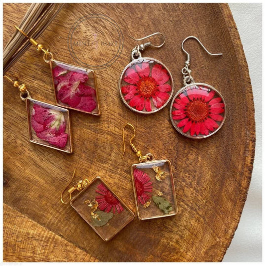 Earrings with Real Pressed Flowers