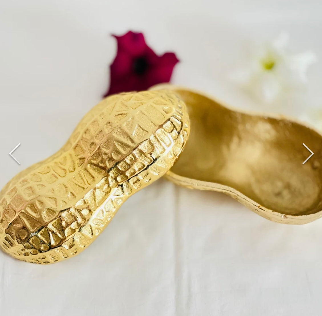 Luxe Gold Decorative Multipurpose Peanut Shape Trinket Tray