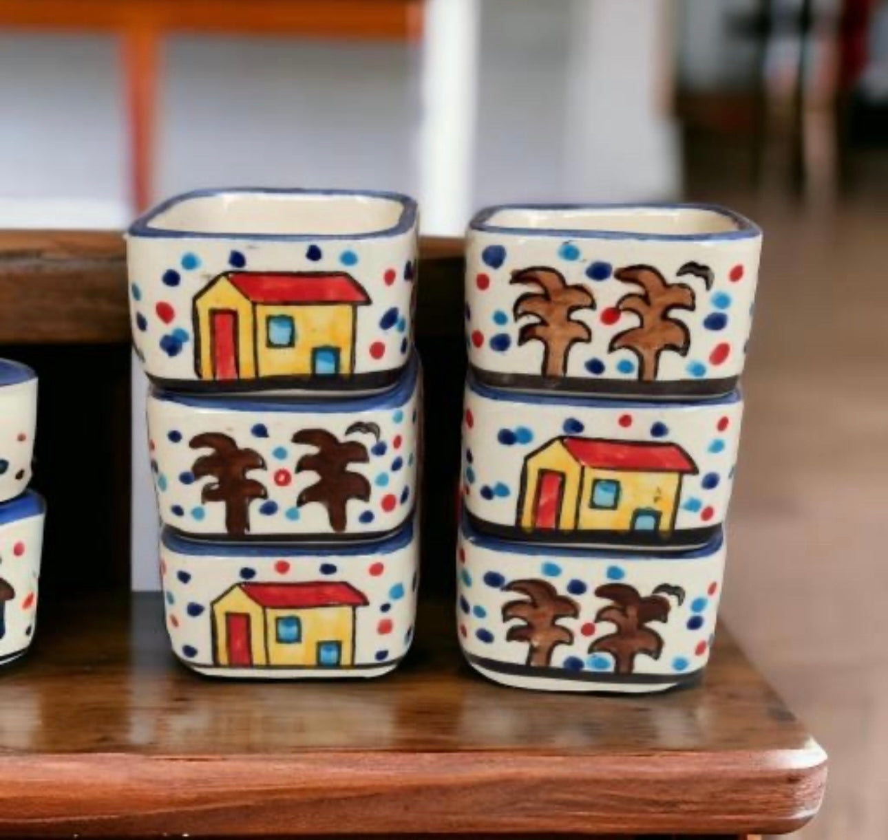 Huts Handpainted Dip/Chutney Bowls Set