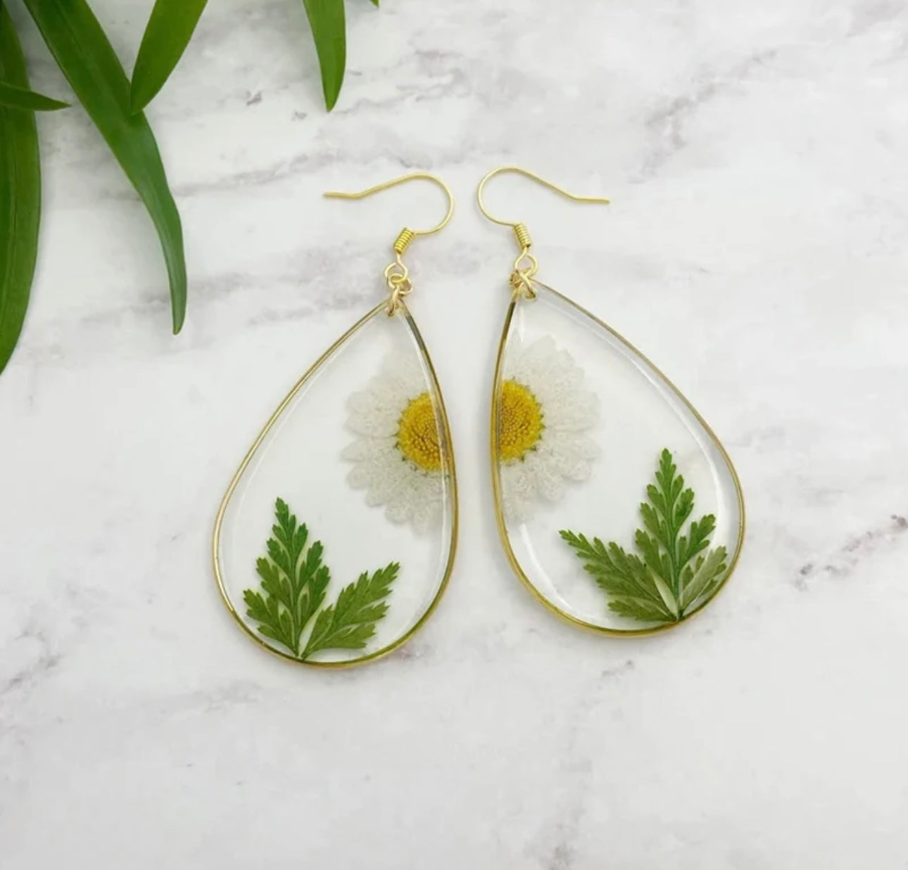 Earrings with Real Pressed Flowers