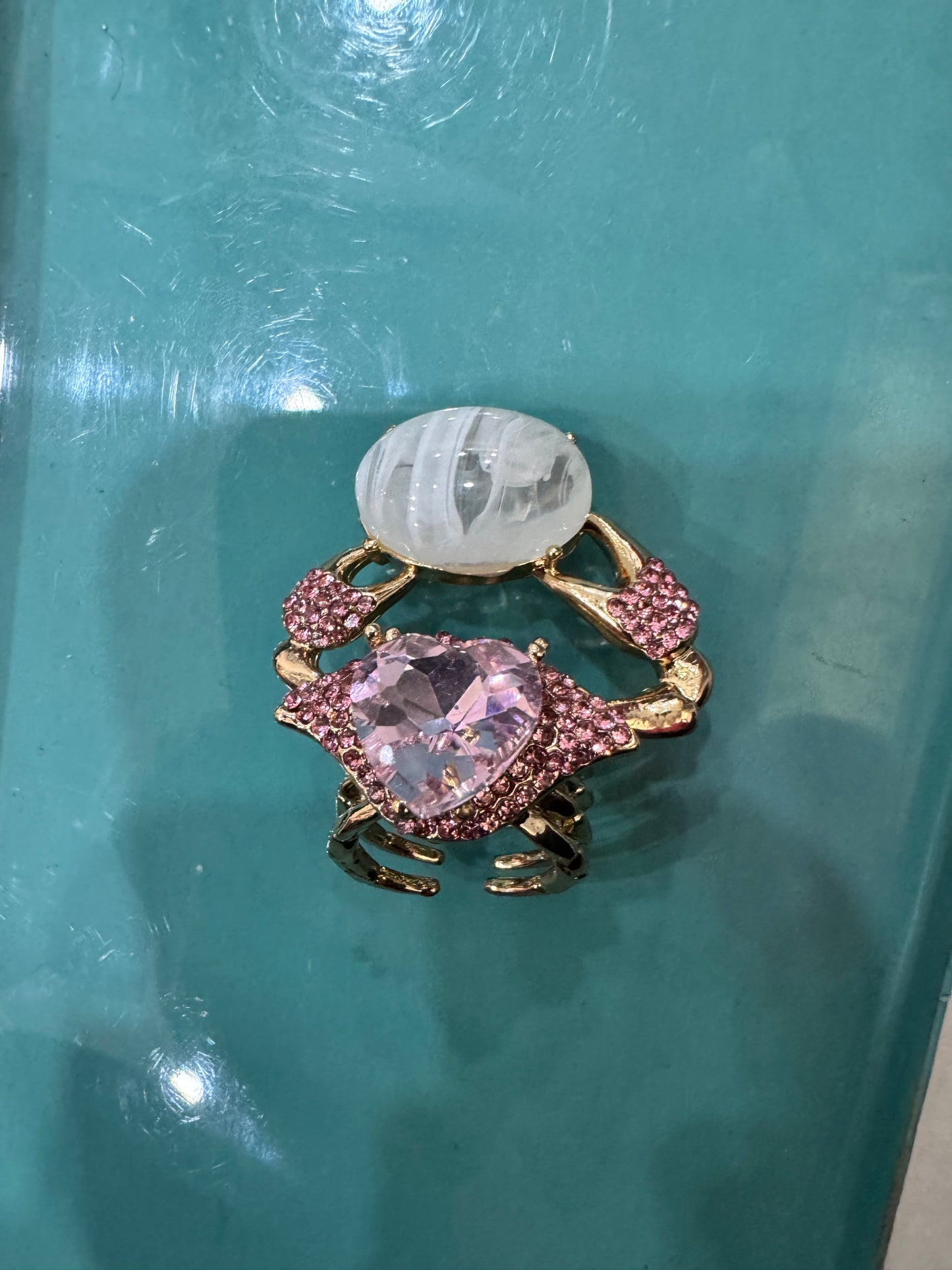 Statement Gemstone Crab Ring