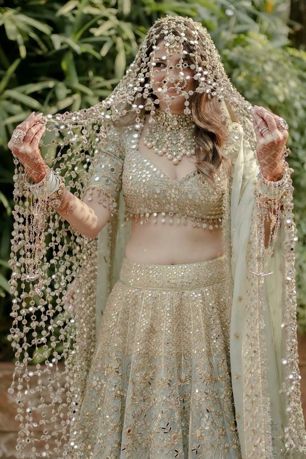 Exclusive Handmade Statement Mirror Jaal Dupatta