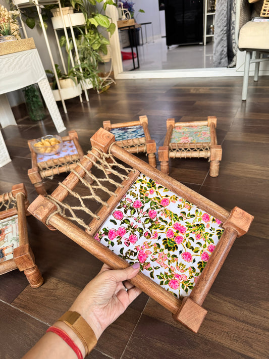 Festive Fusion Print Wooden Khatiya/Cot Tray