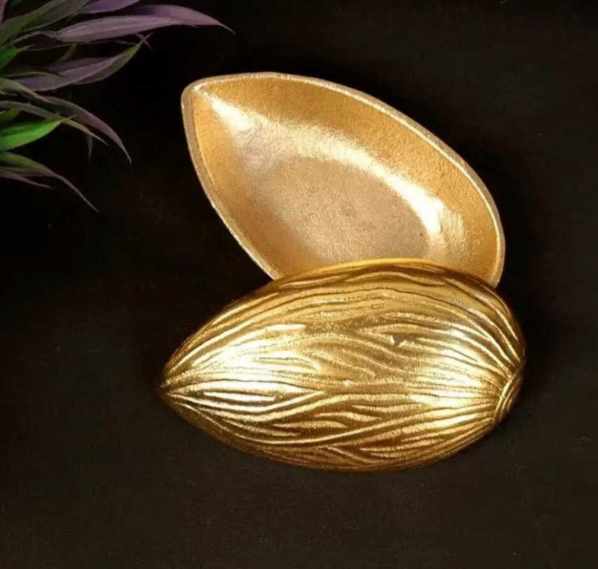 Luxe Gold Decorative Multipurpose Almond Shape Trinket Tray