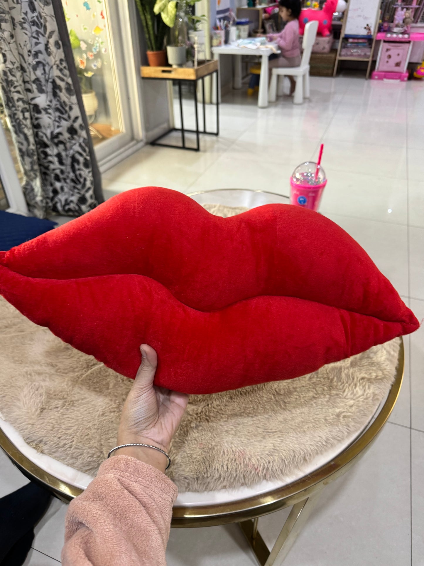 Plush Velvet Red Lips Pillow