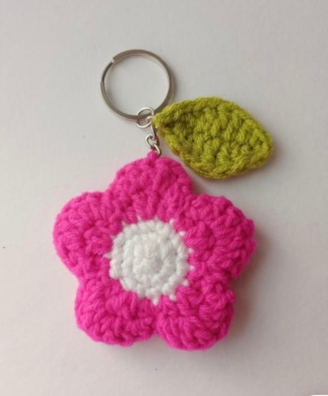 Adorable Crochet Flower Keychain