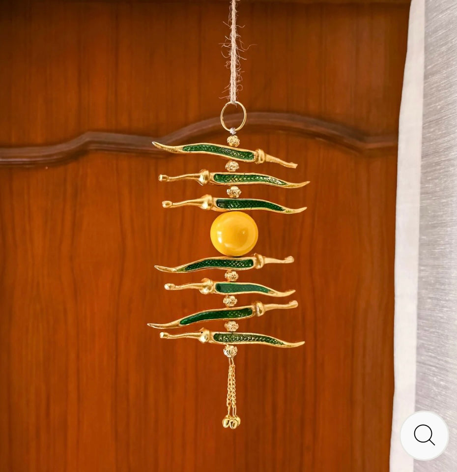 Exclusive Nimbu Mirchi Metal Hanging for Door/Car/Home