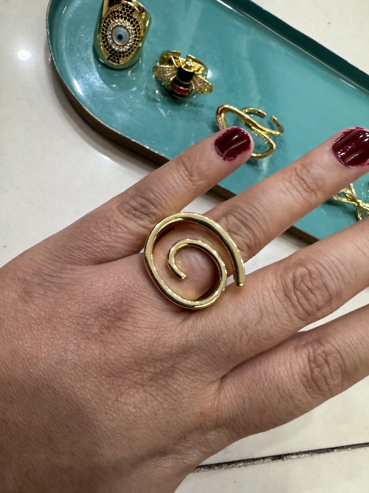 Gold Plated Statement Spiral Ring