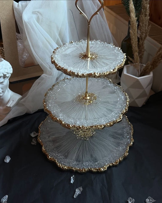 Decorative 3-Tier Geode Dessert Stand