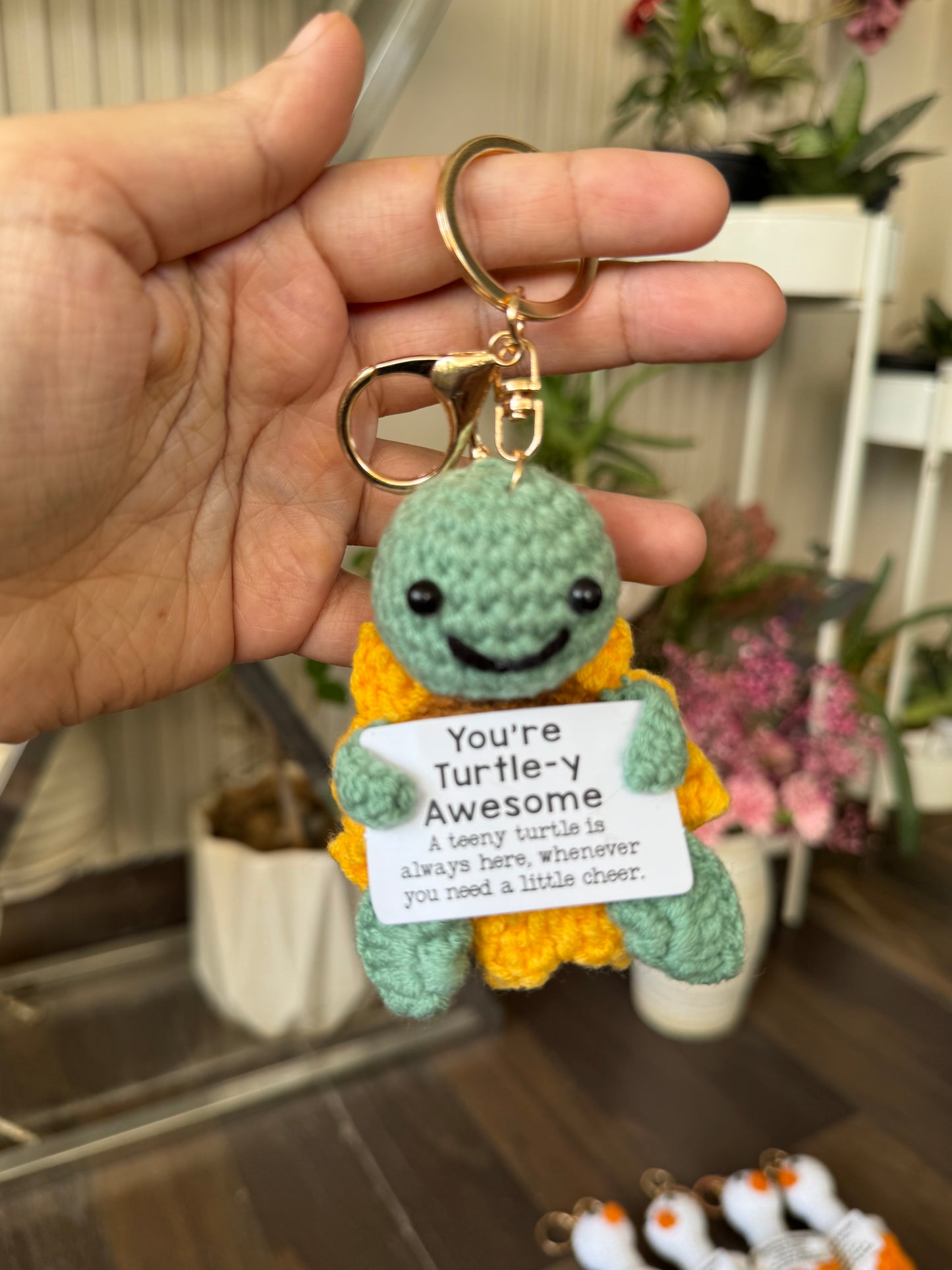 Adorable Smiling Crochet Keychains with Message