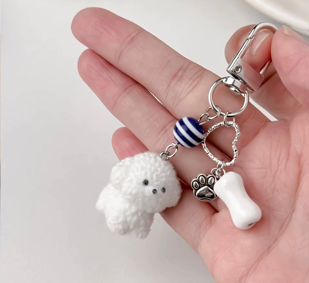Adorable Soft Cute Plushy Dog Keychain / Stuffed Animal Keychain