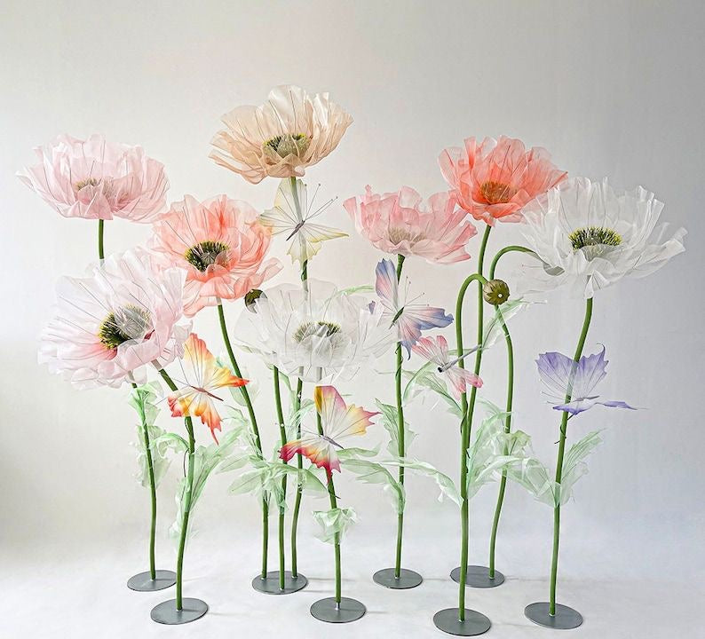 Organza Fabric Flowers with Stand