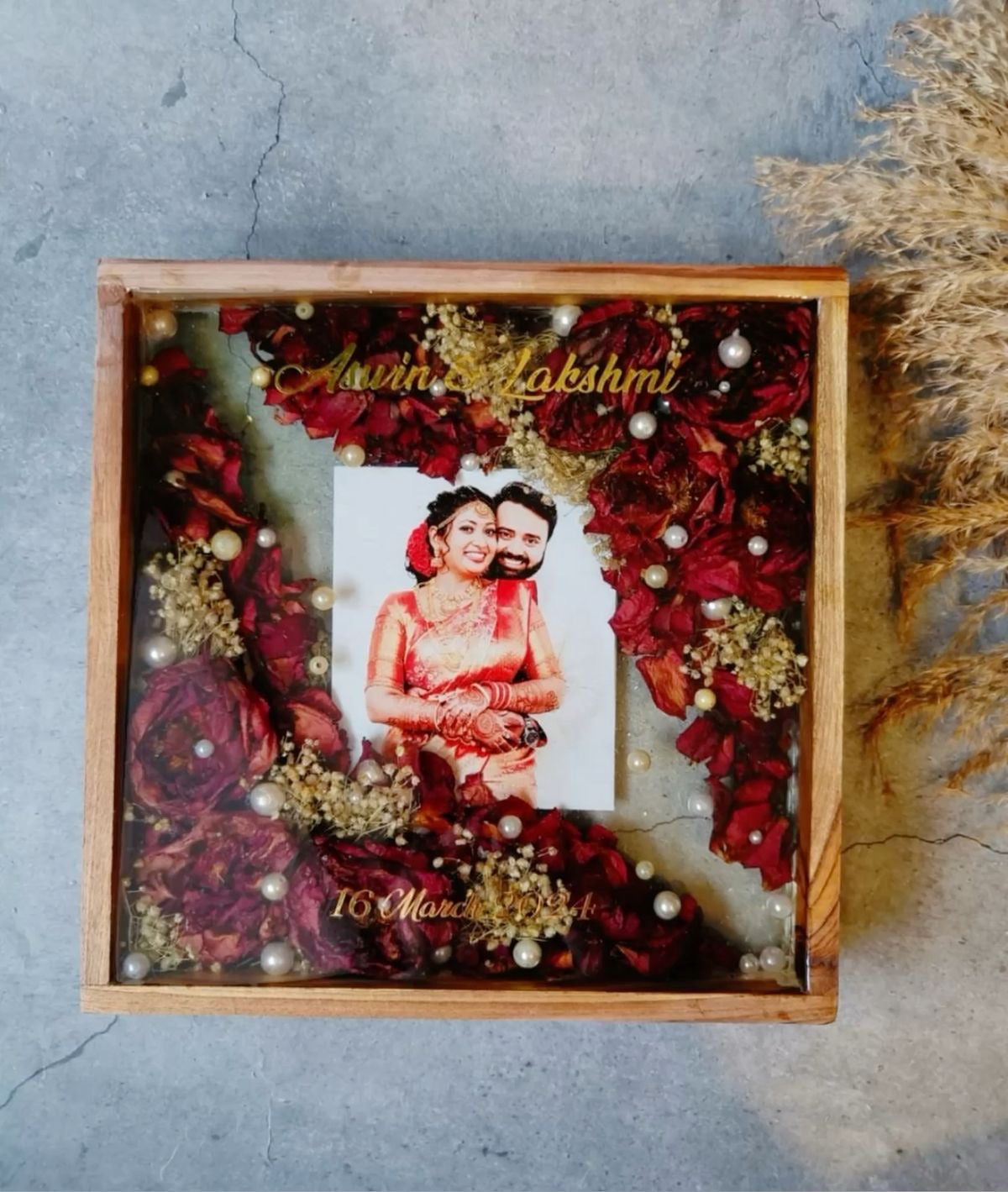 Varmala/Garland/Kaleera Preservation in Wooden Frame