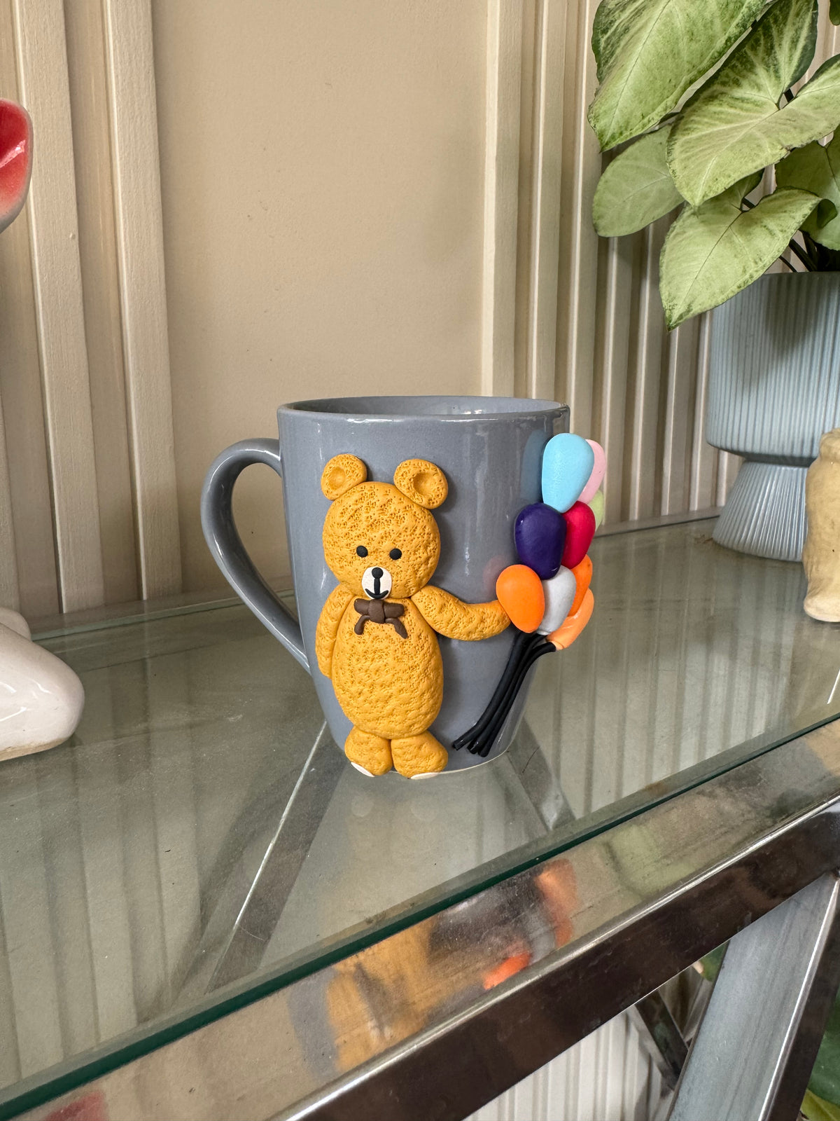 Cute Teddy with Balloons Handmade Ceramic Mug (250 ml)