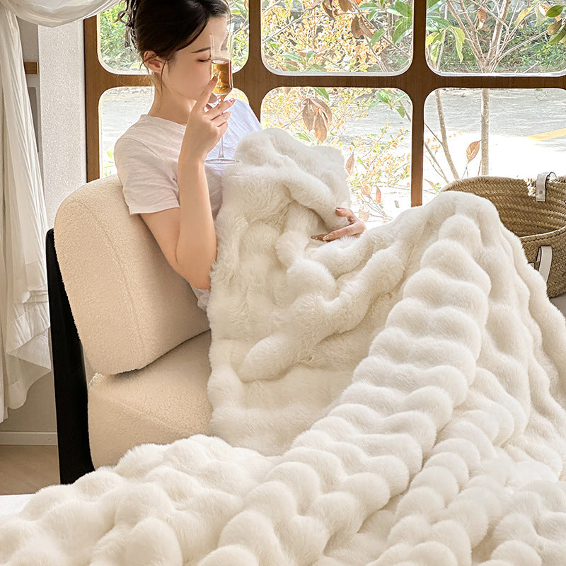 Thick Warm Plush Rabbit Faux Fur Velvet Nap Blanket