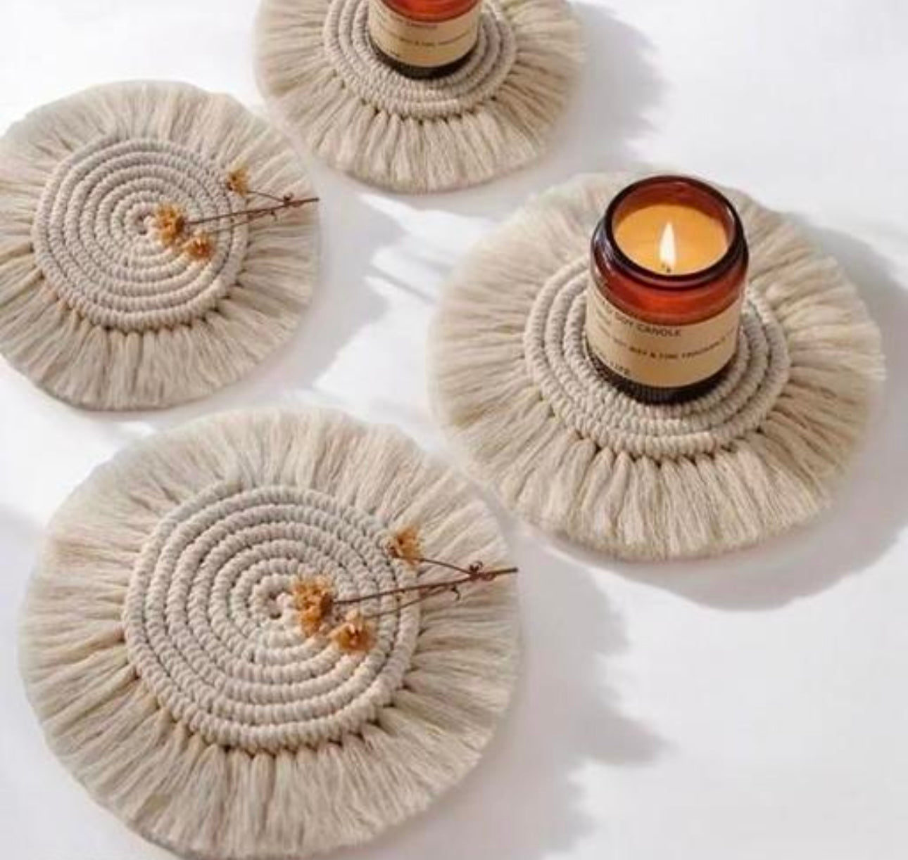 Boho Macrame Coasters- Set of 4