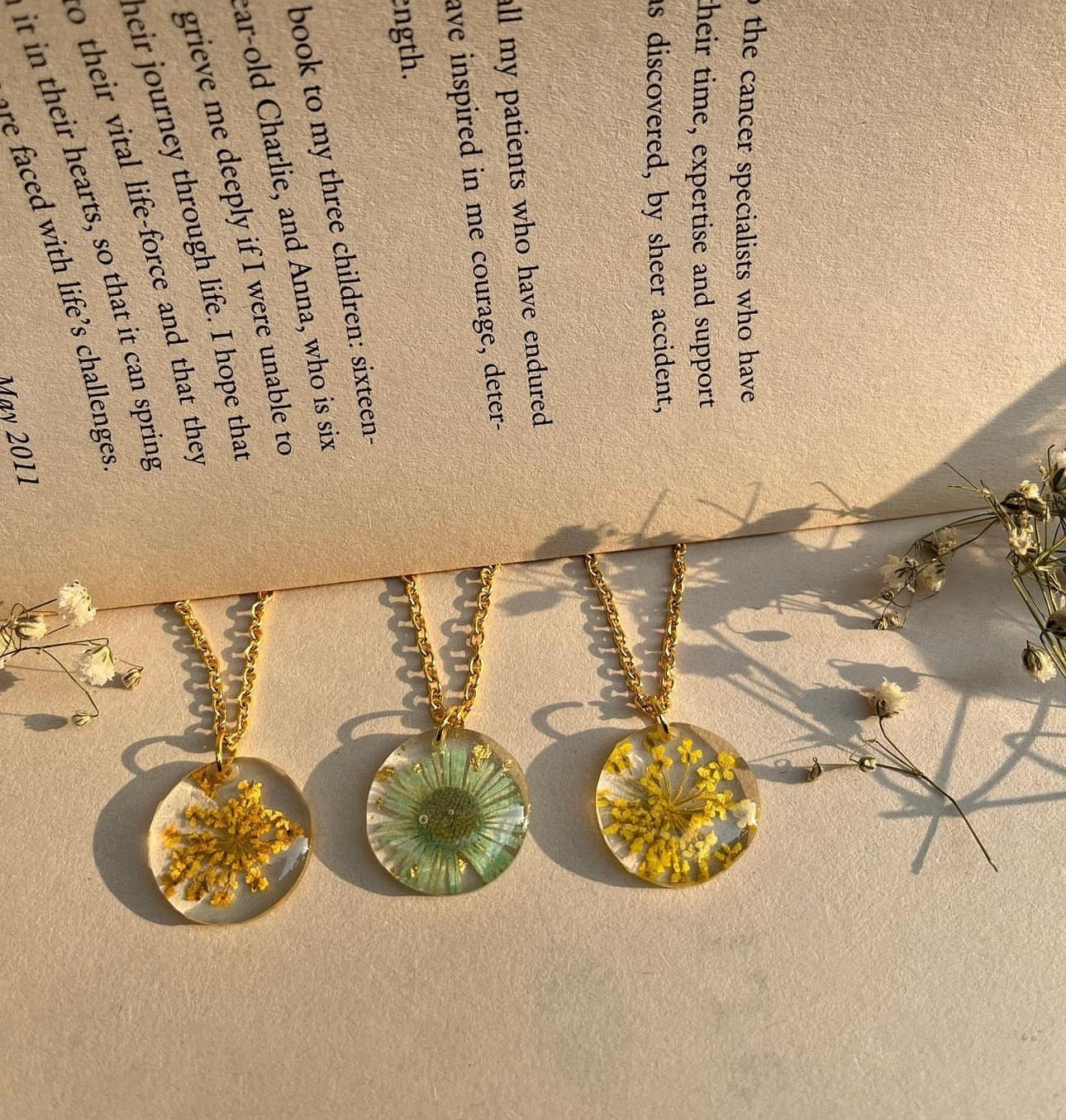 Pendants with Real Pressed Flowers