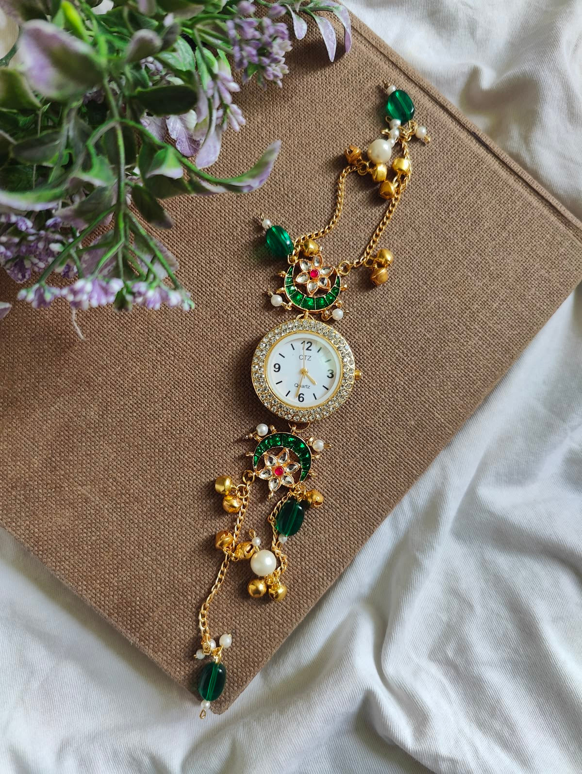 Trending Viral Kundan Ghungroo Kashmiri Watch/Bracelet