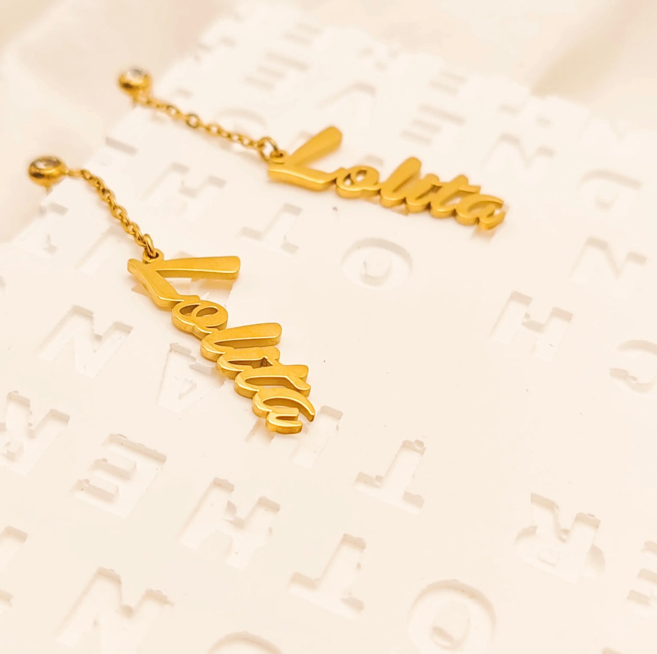 Personalised Premium Gold Stainless Steel Name Earring