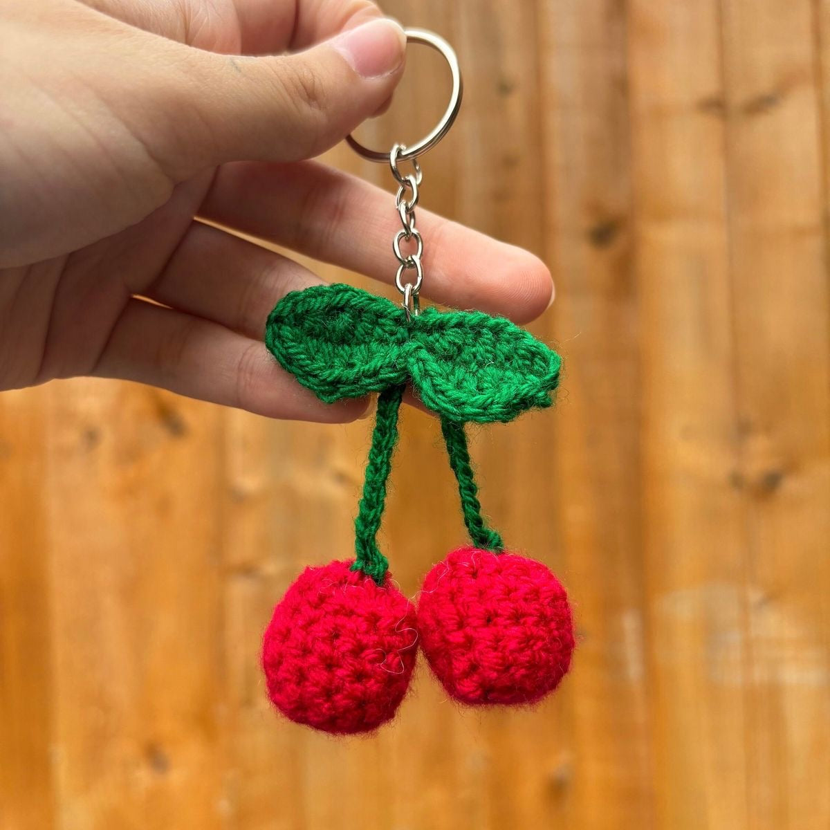 Handmade Crochet Cherry Keychain