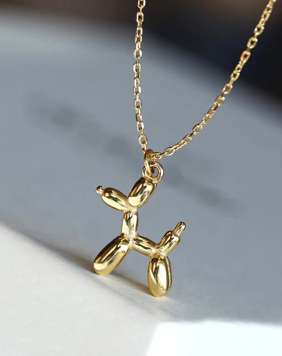 Minimalist Anti Tarnish Gold Plated Balloon Dog Pendant