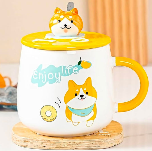 Cute Kitty Mug with Lid & Stirrer