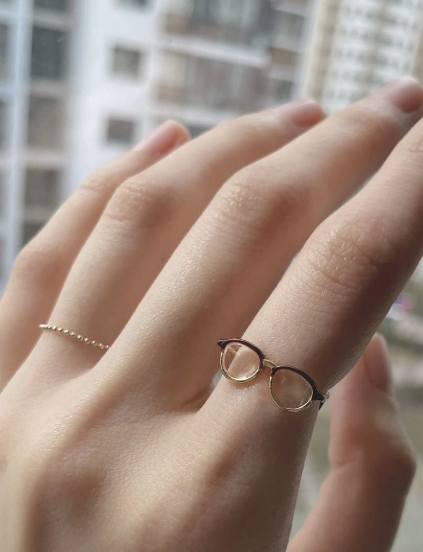 Cute Glasses Ring | Miniature Glasses Shape Ring Adjustable