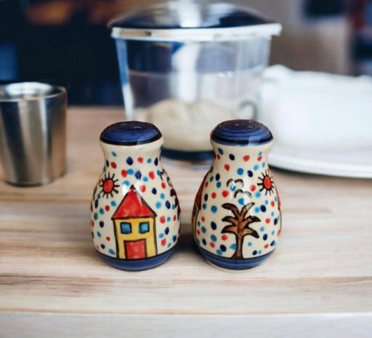 Hand-painted Stoneware Salt & Pepper Shaker Set