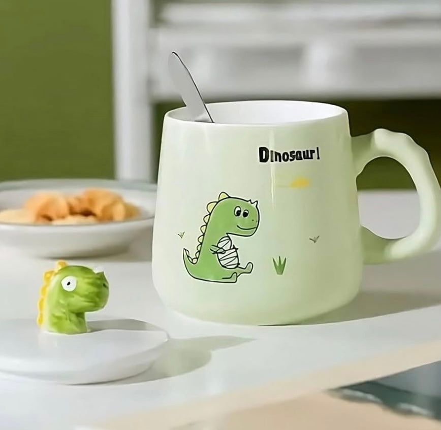 Dino Mug with Lid & Stirrer