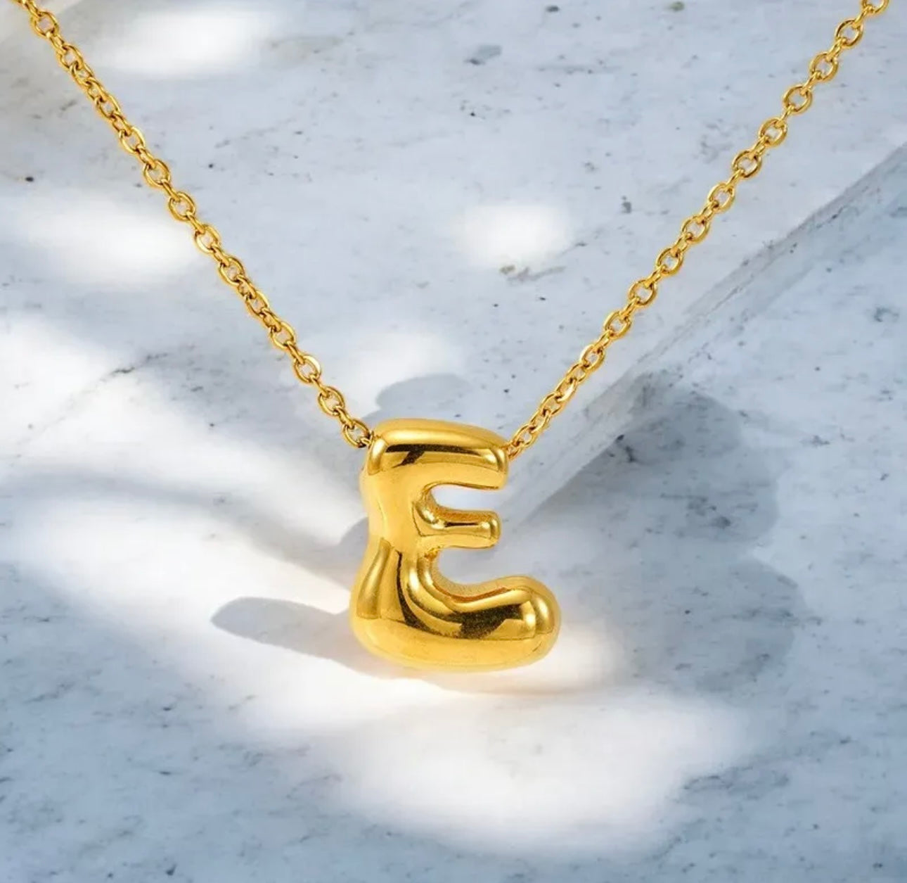 18k Gold Plated Balloon Letter Initial Alphabet Bubble Necklace