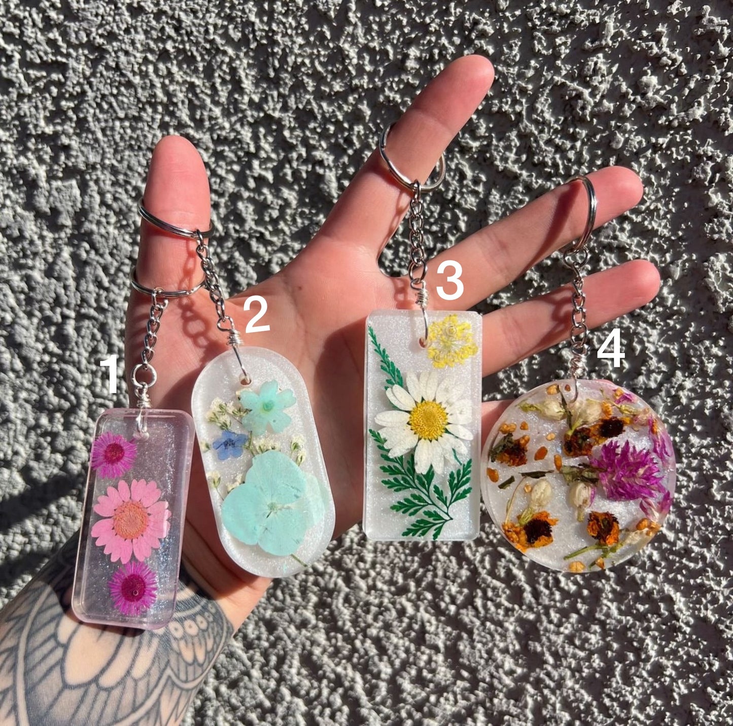 Transparent Floral Keychains