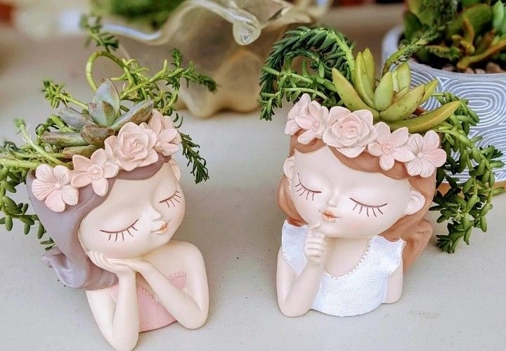 Cute Girl Fairies Planter / Multipurpose Brush Holder / Pencil Holder