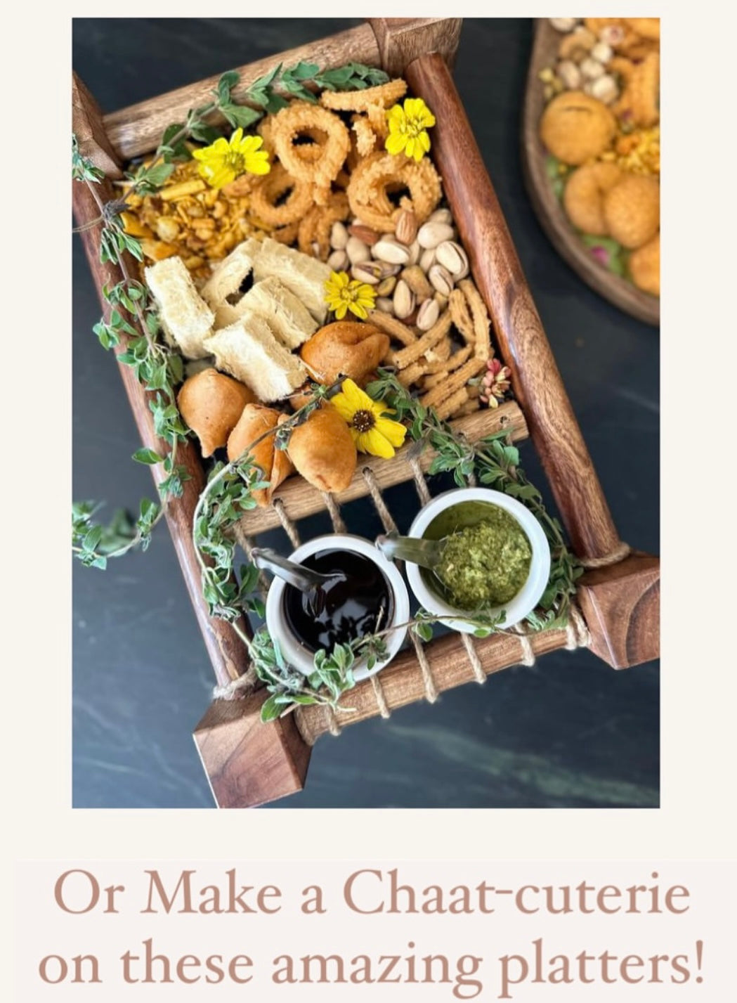 Wooden Khatiya/Cot Platter cum Serving Tray