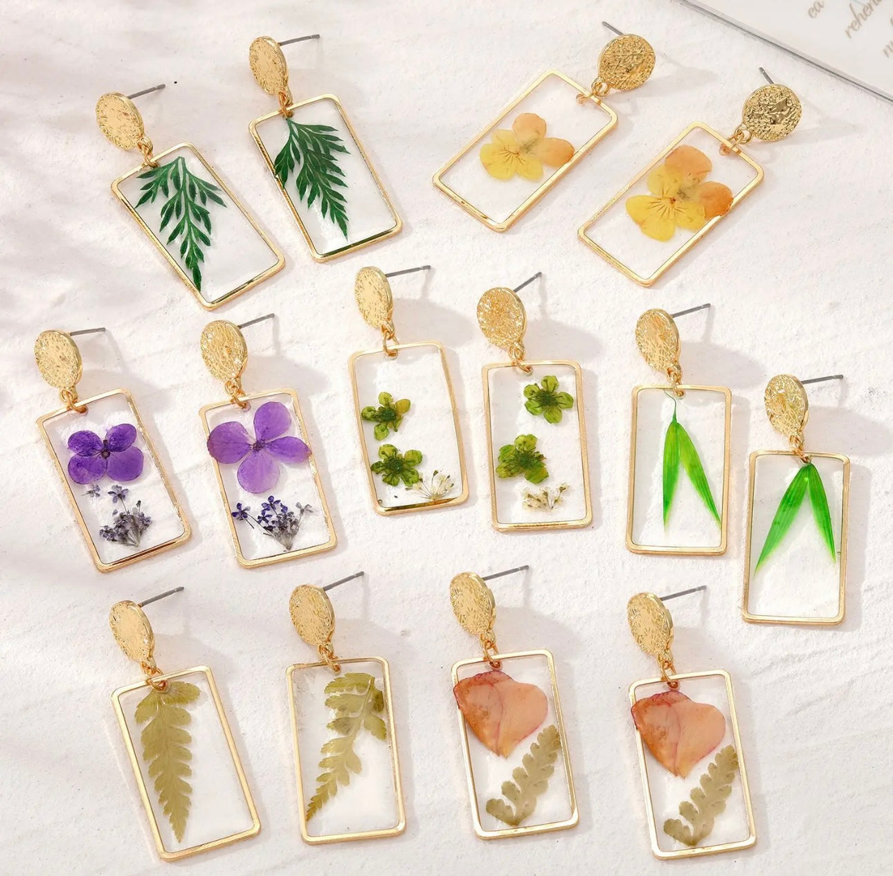 Earrings with Real Pressed Flowers