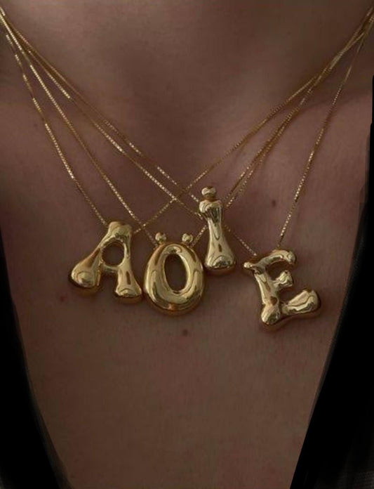 18k Gold Plated Balloon Letter Initial Alphabet Bubble Necklace