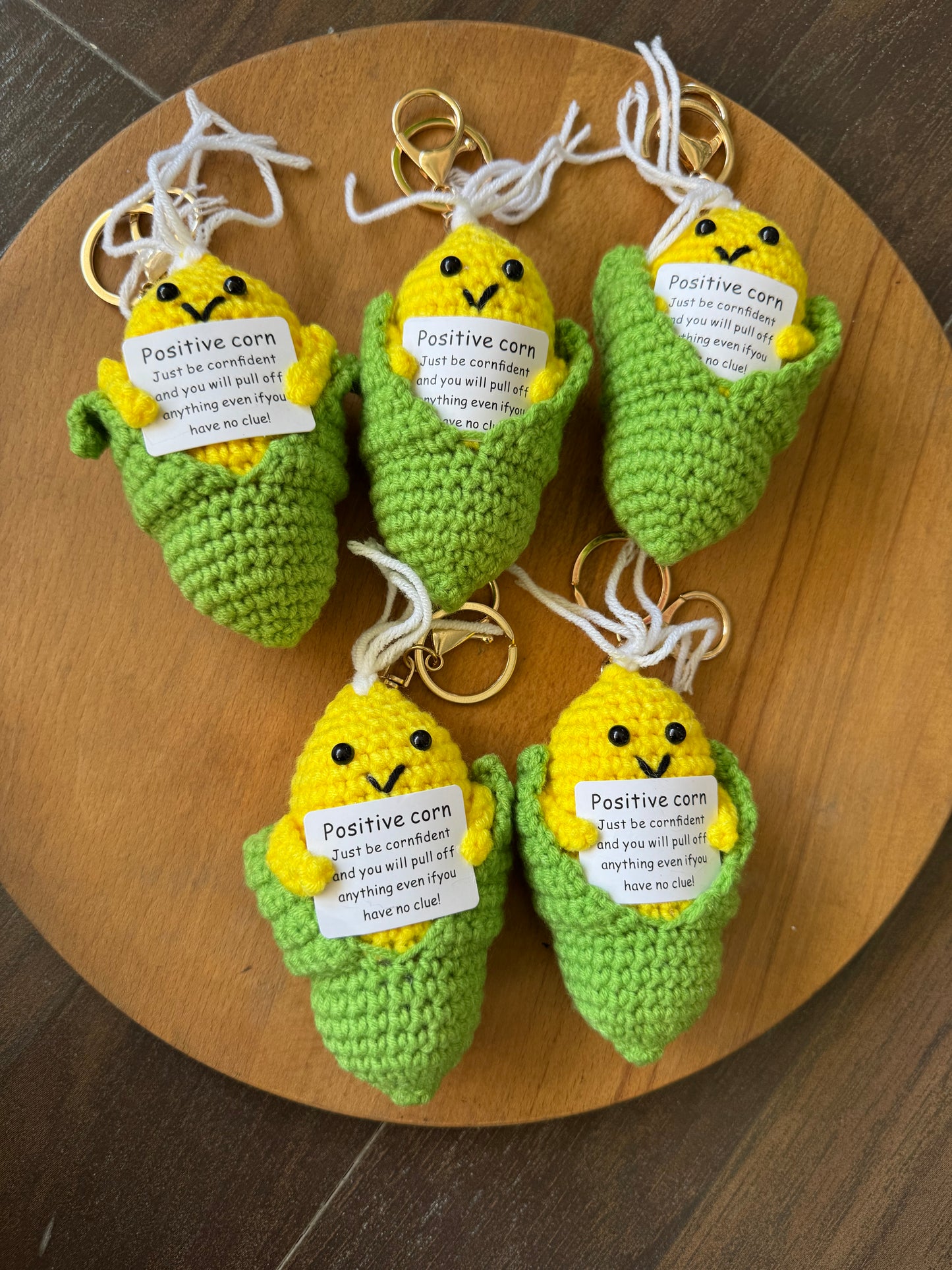 Adorable Smiling Crochet Keychains with Message